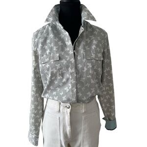Olsen Europe Striped Button Down Shirt with Butterfly Print size 6